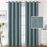 H.VERSAILTEX 100% Blackout Linen Curtains Thermal Insulated Textured Burlap Grommet Window Drapes 2 Panels