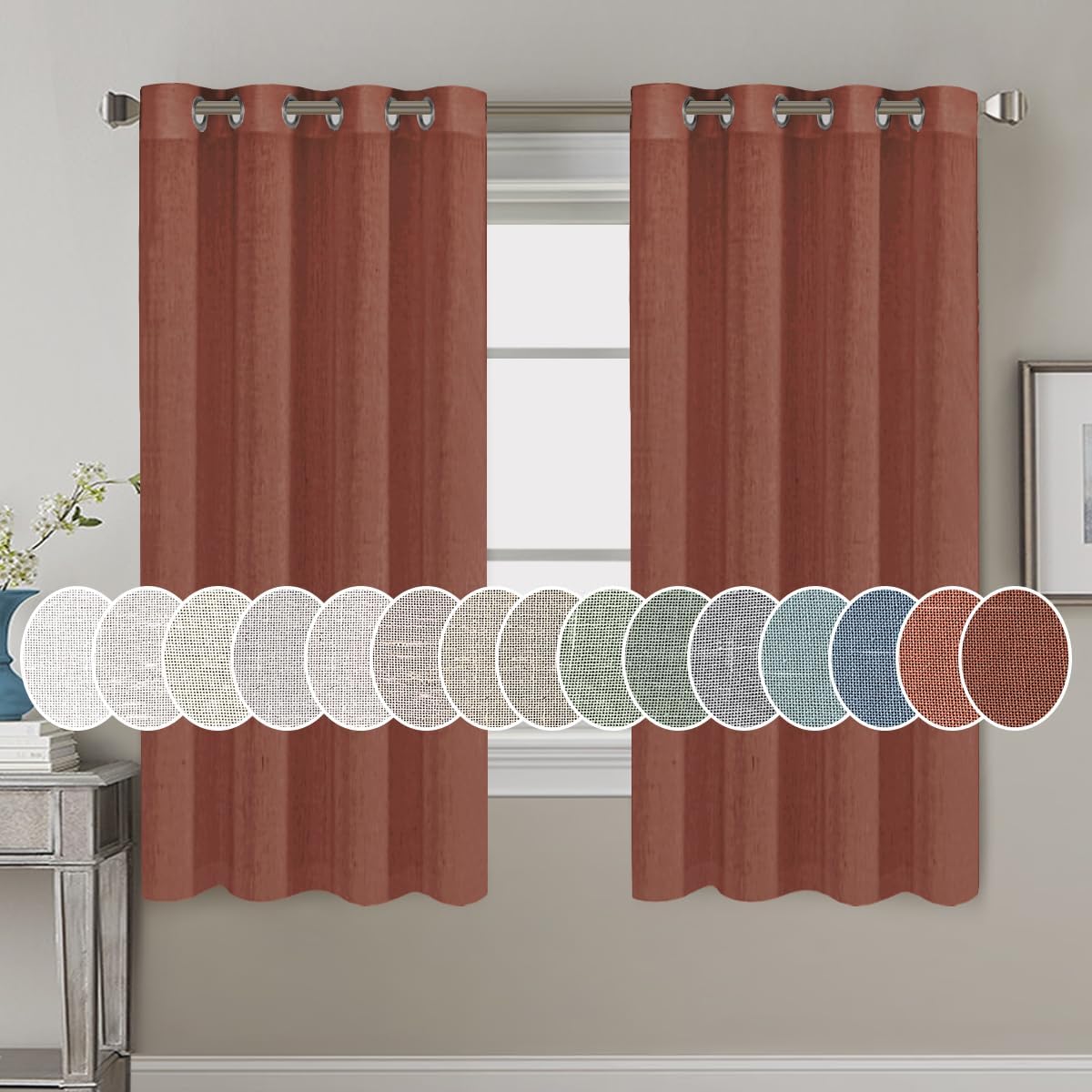 Light Filtering Linen Textured Curtains Grommet Curtains