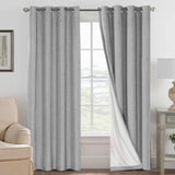 Linen Blackout Thermal Insulated  White Liner Grommet Top Curtains
