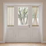 H.VERSAILTEX Linen French Door Curtains Semi Sheer Light Reducing Privacy Doors Window Cover with Tieback | Rod Pocket 1 Panel Door Shades for Glass Living Room Doorways,52" W x 72" L,Linen