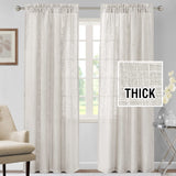 H.VERSAILTEX Linen Blended Curtains 84 Inches Long for Living Room and Bedroom - Light Filtering Rod Pocket, Burlap Textured, 2 Panel Sets, Stone Blue