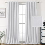 H.VERSAILTEX 100% Blackout Linen Look Curtains for Bedroom Double Face Linen Back Tab Loop Pocket Textured Burlap 2 Panels