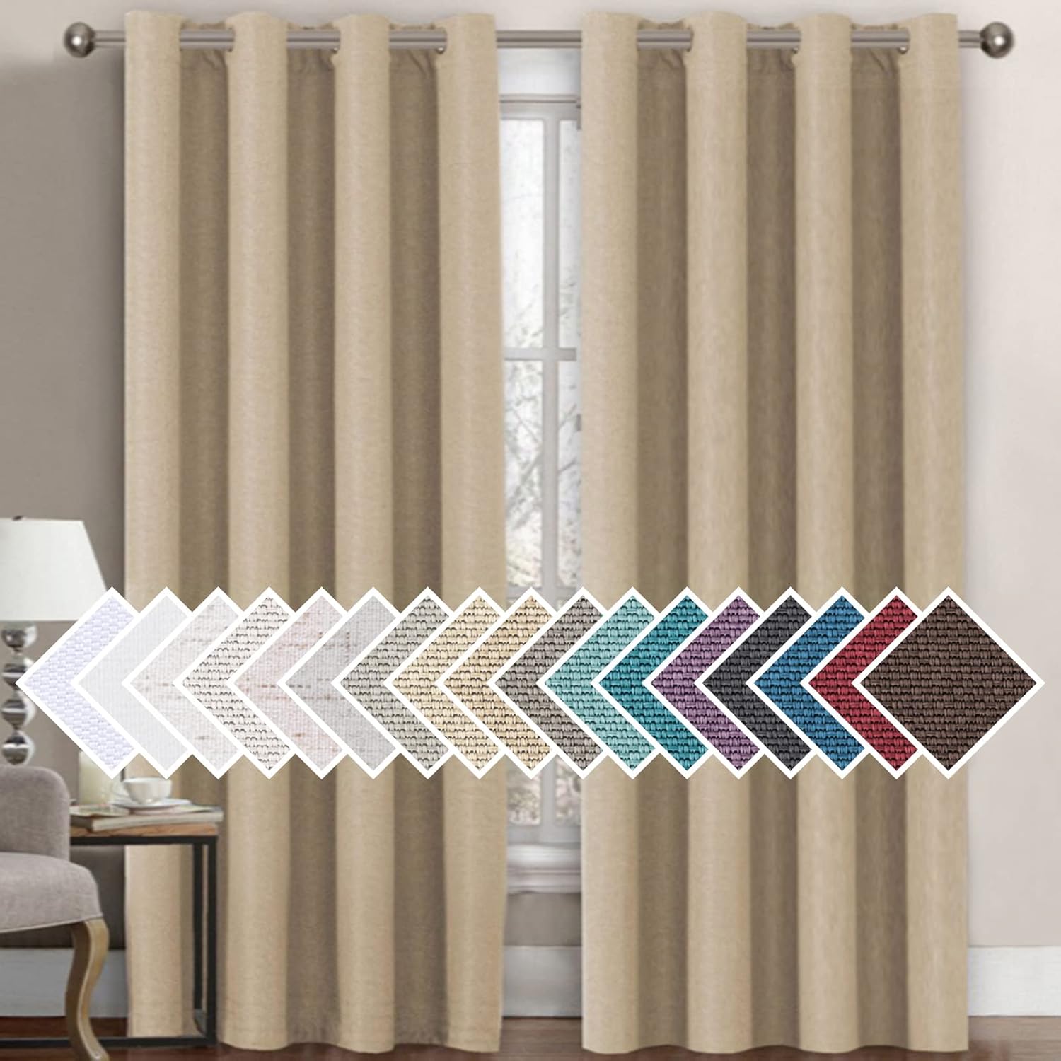 Linen Blackout Thermal Insulated Grommet Curtain