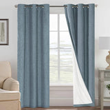 Linen Blackout Thermal Insulated  White Liner Grommet Top Curtains