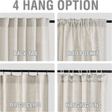 H.VERSAILTEX Light Filtering Linen Curtains 84 Inch for Bedroom, Pale Oak