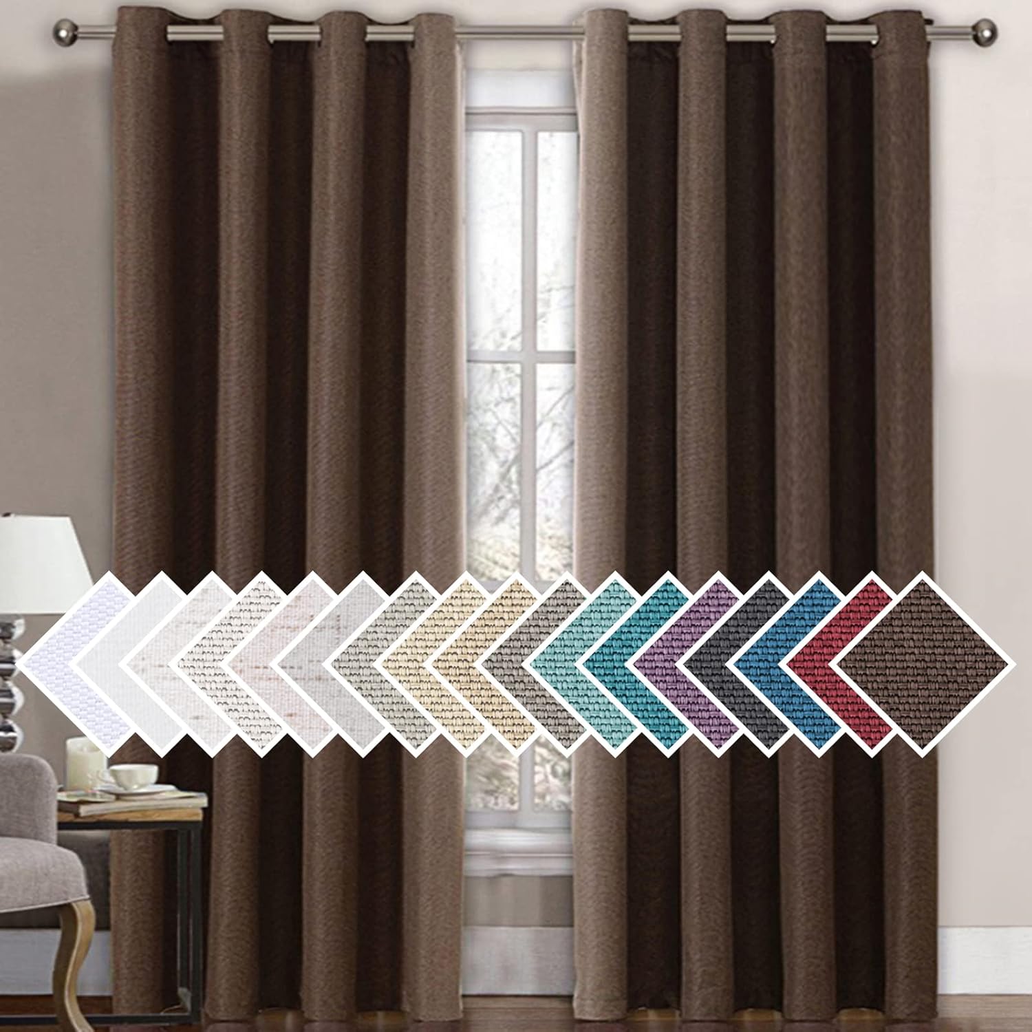 Linen Blackout Thermal Insulated Grommet Curtain