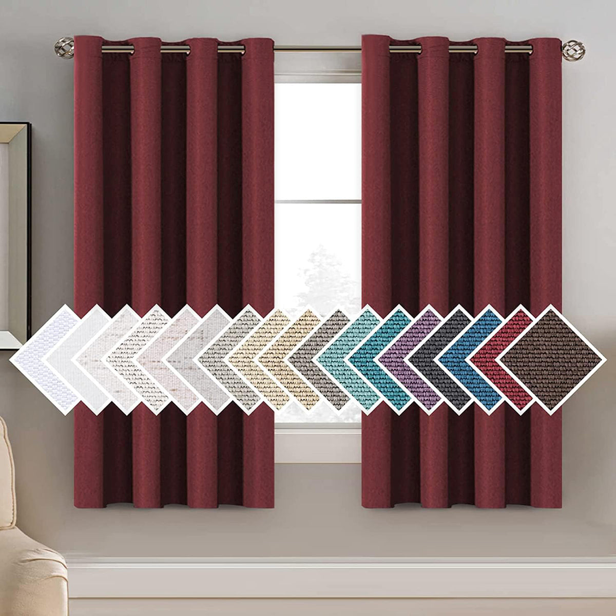 Faux Linen Blackout Thermal Insulated Grommet Curtain