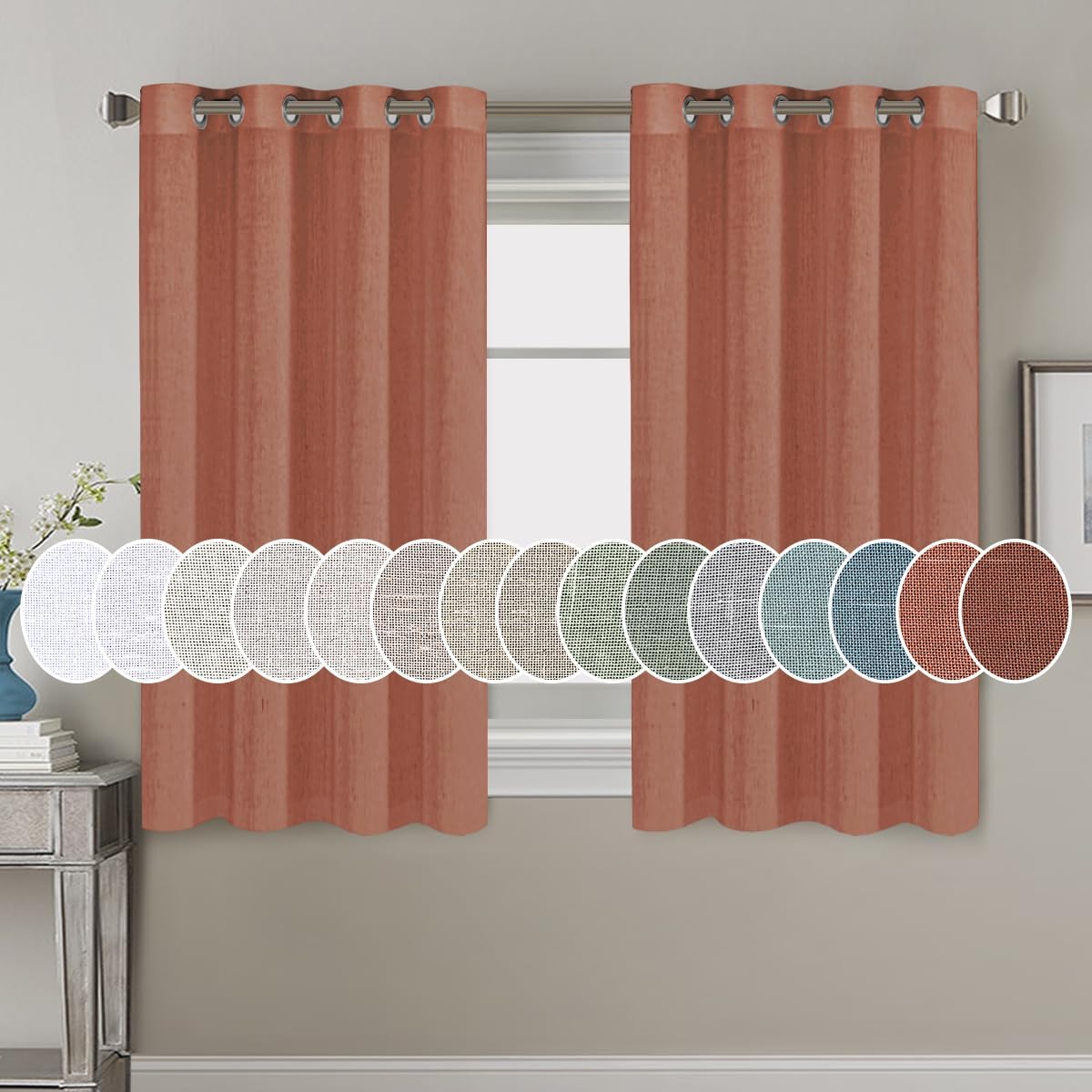 Light Filtering Linen Textured Curtains Grommet Curtains