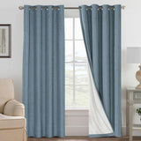 Linen Blackout Thermal Insulated  White Liner Grommet Top Curtains