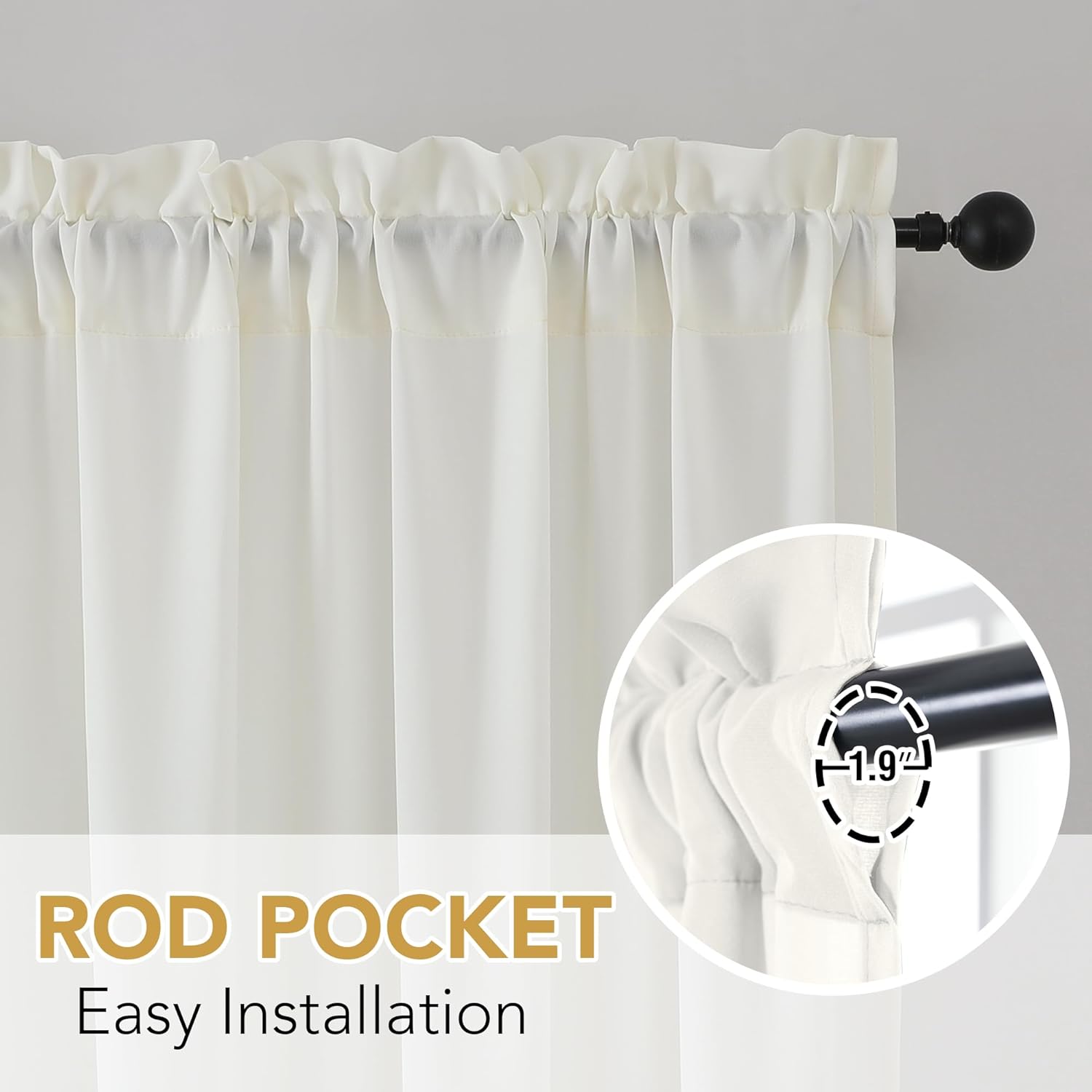 H.VERSAILTEX Sheer Curtains 84 inches Long Non-See-Through Farmhouse Curtains for Living Room Light Filtering Semi Sheer Panels for Bedroom Privacy Window Drapes 2 Panels Rod Pocket, Beige
