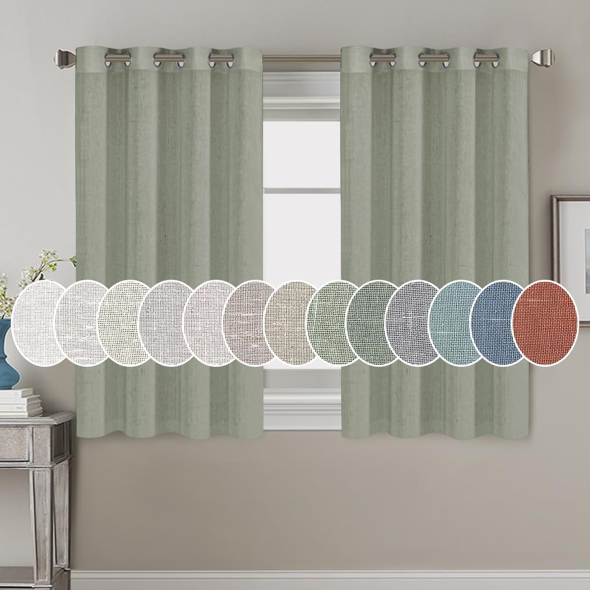 Light Filtering Linen Textured Curtains Grommet Curtains