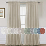 Natural Linen Rod Pocket Curtains Semi Sheer Curtains