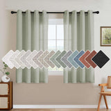 H.VERSAILTEX Natural Linen Curtains 63 inches Long for Living Room 2 Panels Back Tab Loop Pocket Textured Light Filtering Semi Sheer Curtains Rustic Farmhouse Boho Curtain for Bedroom, Sea Grass