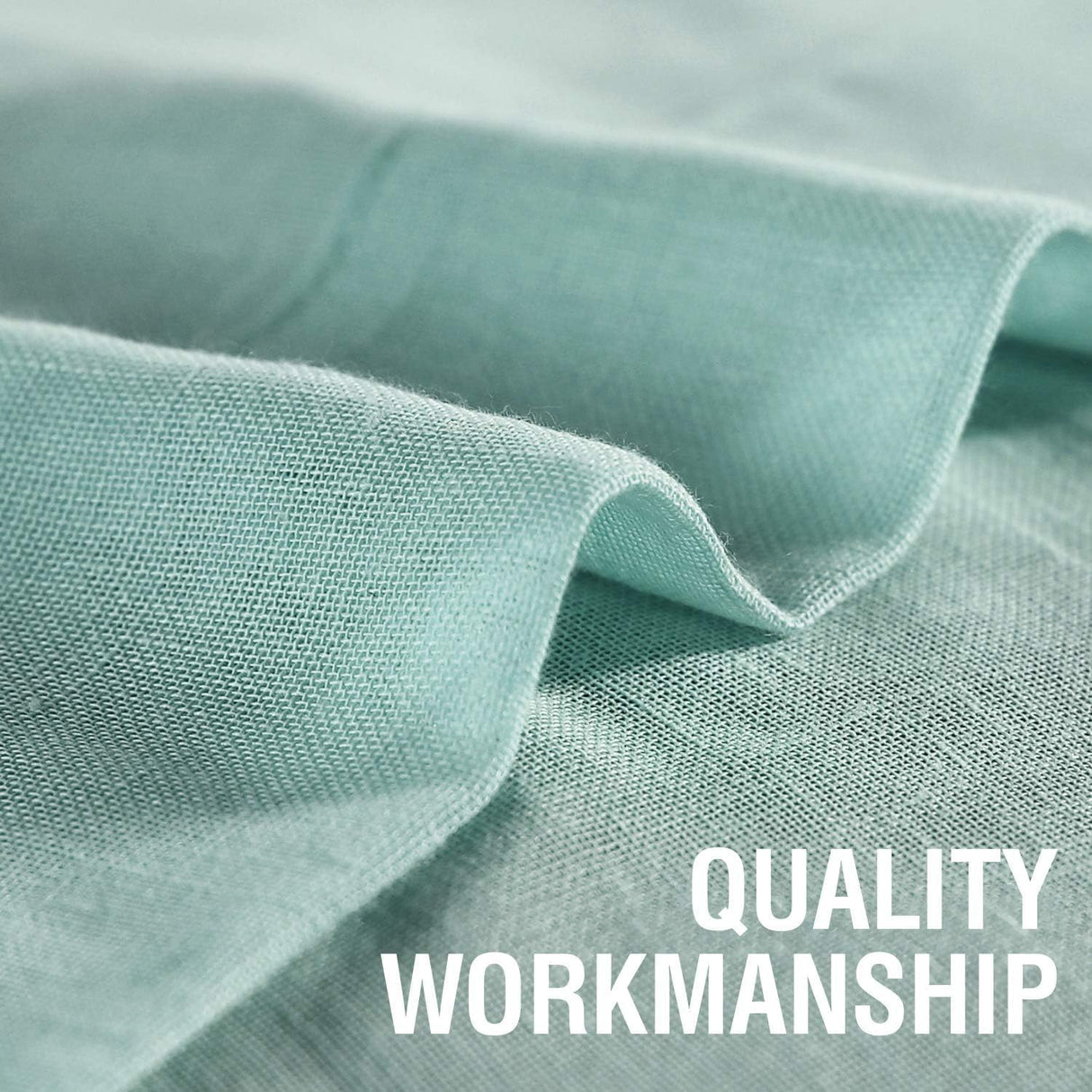 H.VERSAILTEX Linen Sheer Curtains 84 Inch Length Semi Sheer Curtains for Living Room Light Filtering Curtains, 2 Panels (52" W x 84" L, Sea Mist)