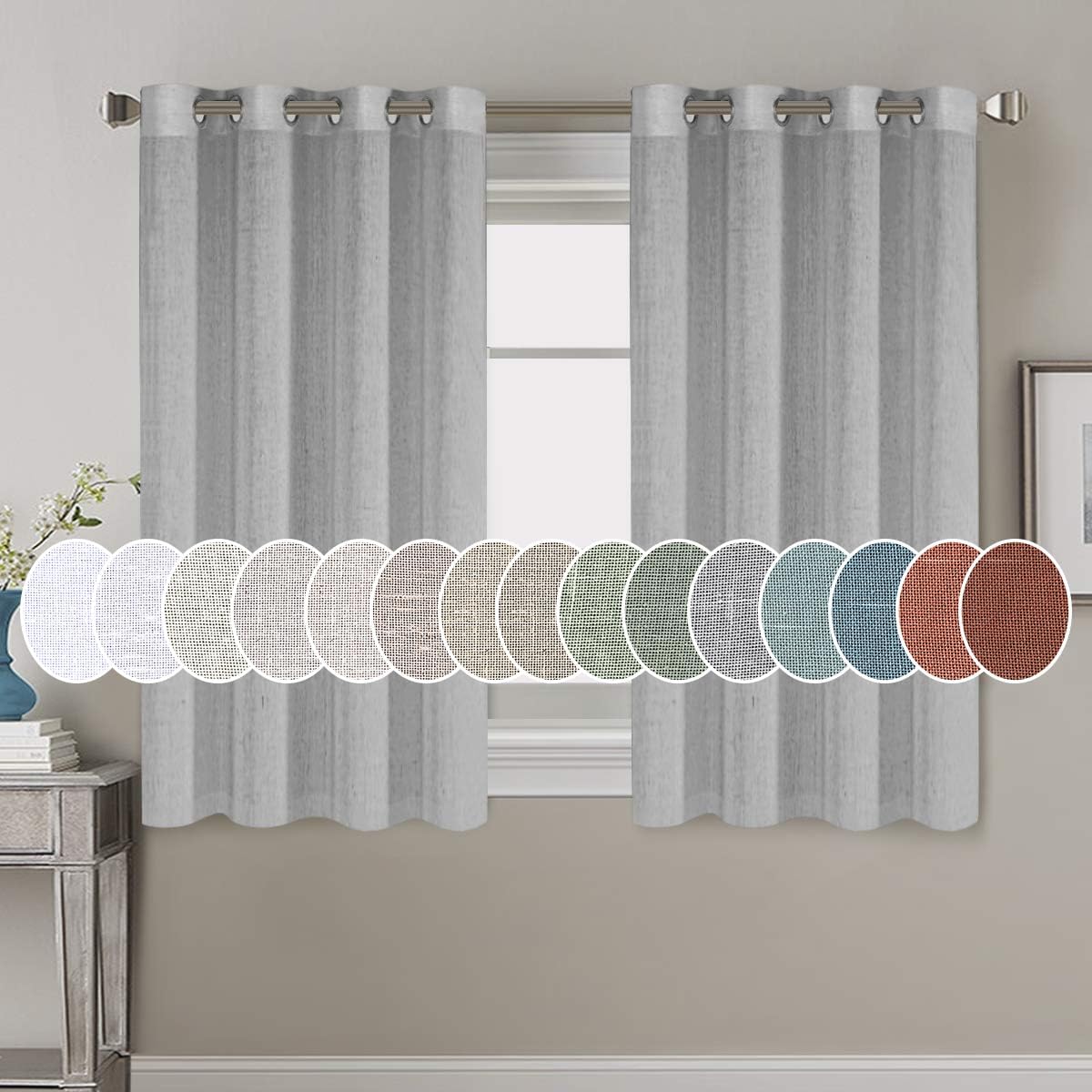 Light Filtering Linen Textured Curtains Grommet Curtains