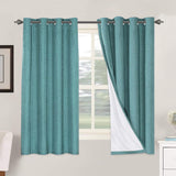 Linen Blackout Thermal Insulated  White Liner Grommet Top Curtains