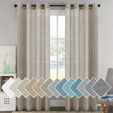 Natural Linen Semi Sheer Curtains Grommet Soft Privacy Drapes