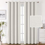 H.VERSAILTEX 100% Blackout Linen Curtains Thermal Insulated Textured Burlap Grommet Window Drapes 2 Panels