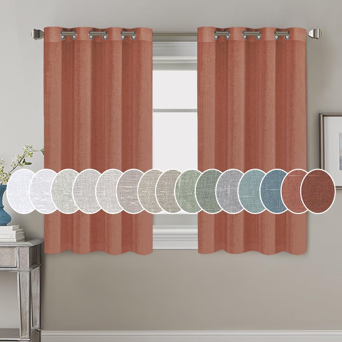 Light Filtering Linen Textured Curtains Grommet Curtains
