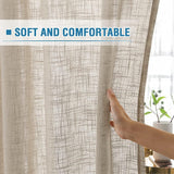 H.VERSAILTEX Linen Blended Curtains - Natural Linen Textured, Light Filtering Nickel Grommet 2 Panel Sets, 52" x 84", Angora for Living Room & Bedroom