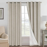Linen Blackout Thermal Insulated  White Liner Grommet Top Curtains
