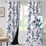 H.VERSAILTEX 100% Blackout Curtains for Living Room Camellia Floral Thermal Insulated Grommet Window Drapes 2 Panels
