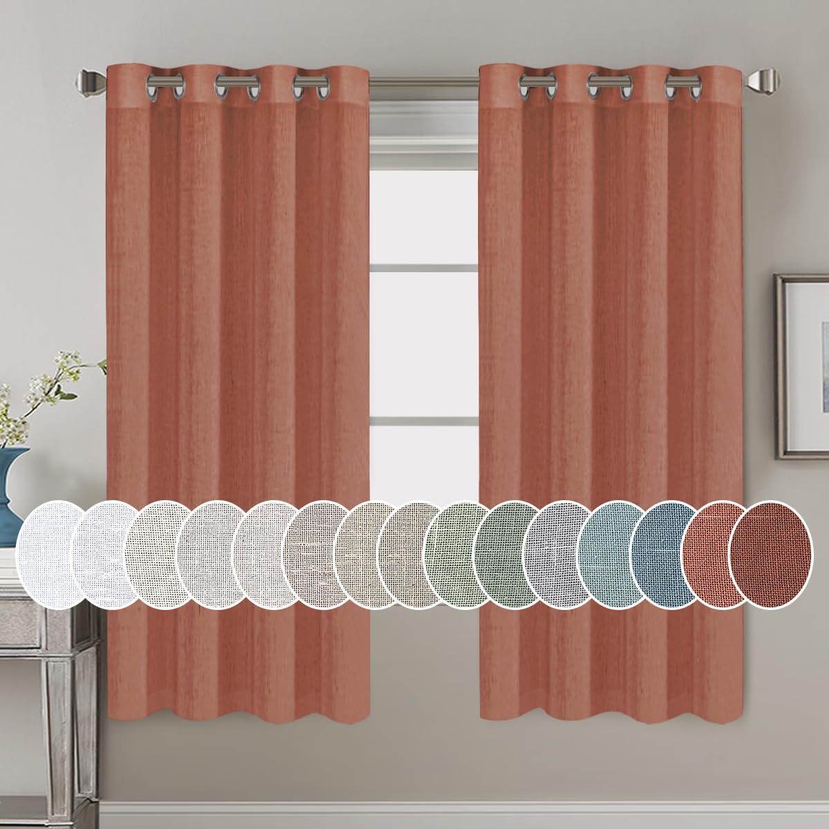 Light Filtering Linen Textured Curtains Grommet Curtains