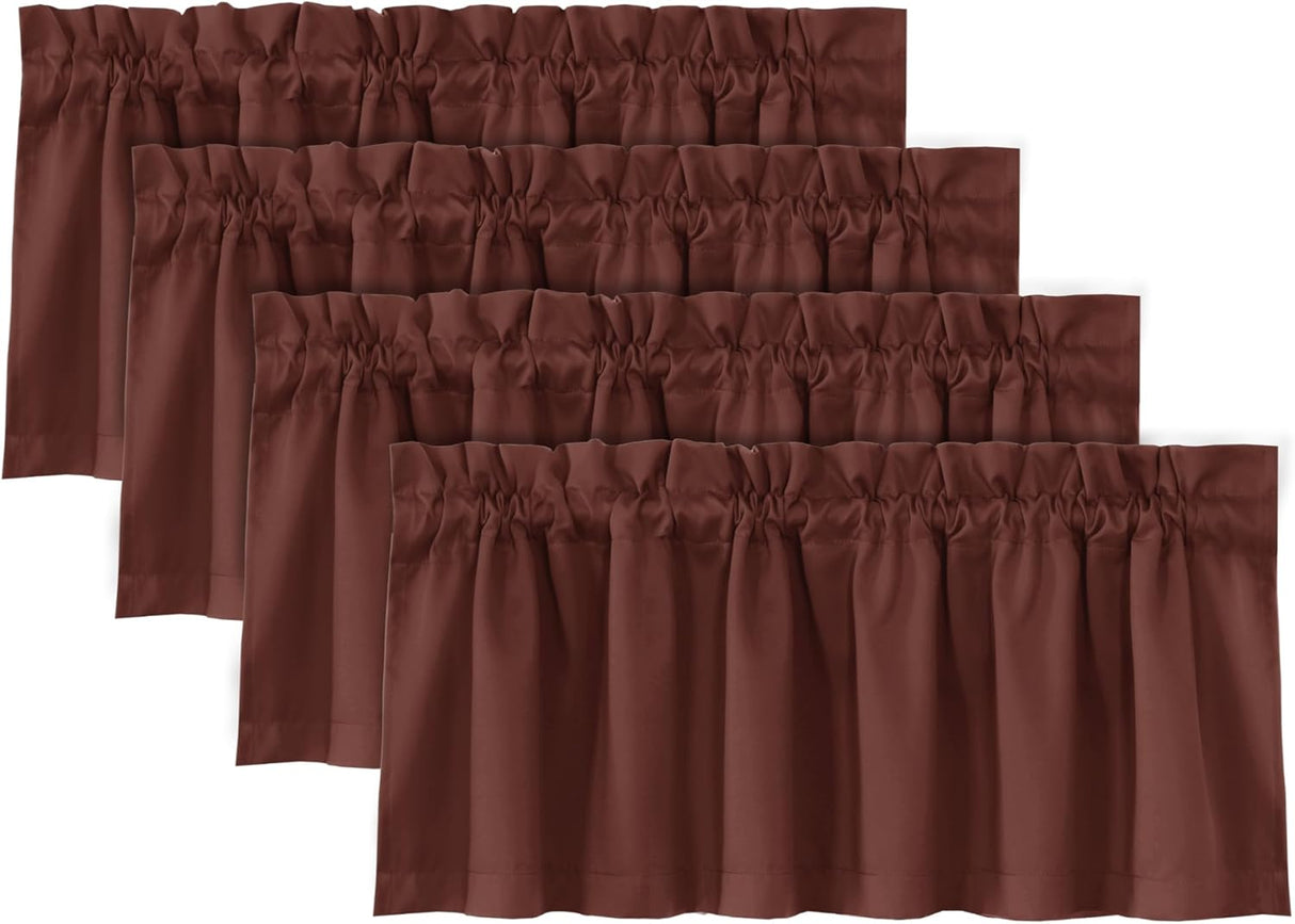 H.VERSAILTEX 100% Blackout Valances for Windows Kitchen Window Rod Pocket Privacy Decorative Curtains 2 Pack
