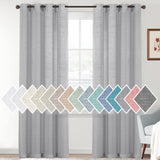 H.VERSAILTEX Linen Sheer Curtains 84 Inch Length Semi Sheer Curtains for Living Room Light Filtering Curtains, 2 Panels (52" W x 84" L, Sea Mist)