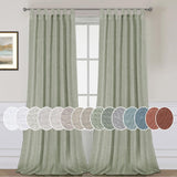 Natural Linen Tab Top Curtains Semi Sheer Curtains