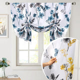 H.VERSAILTEX Tie Up Curtain Double Sided Cattleya Floral Printed Rod Pocket Balloon Roman Window Valance