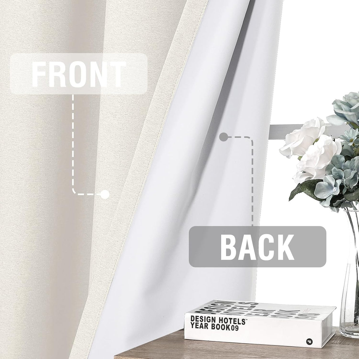 H.VERSAILTEX Linen 100% Blackout Drapes Full Coverage Heat Blocking Curtains for Bedroom