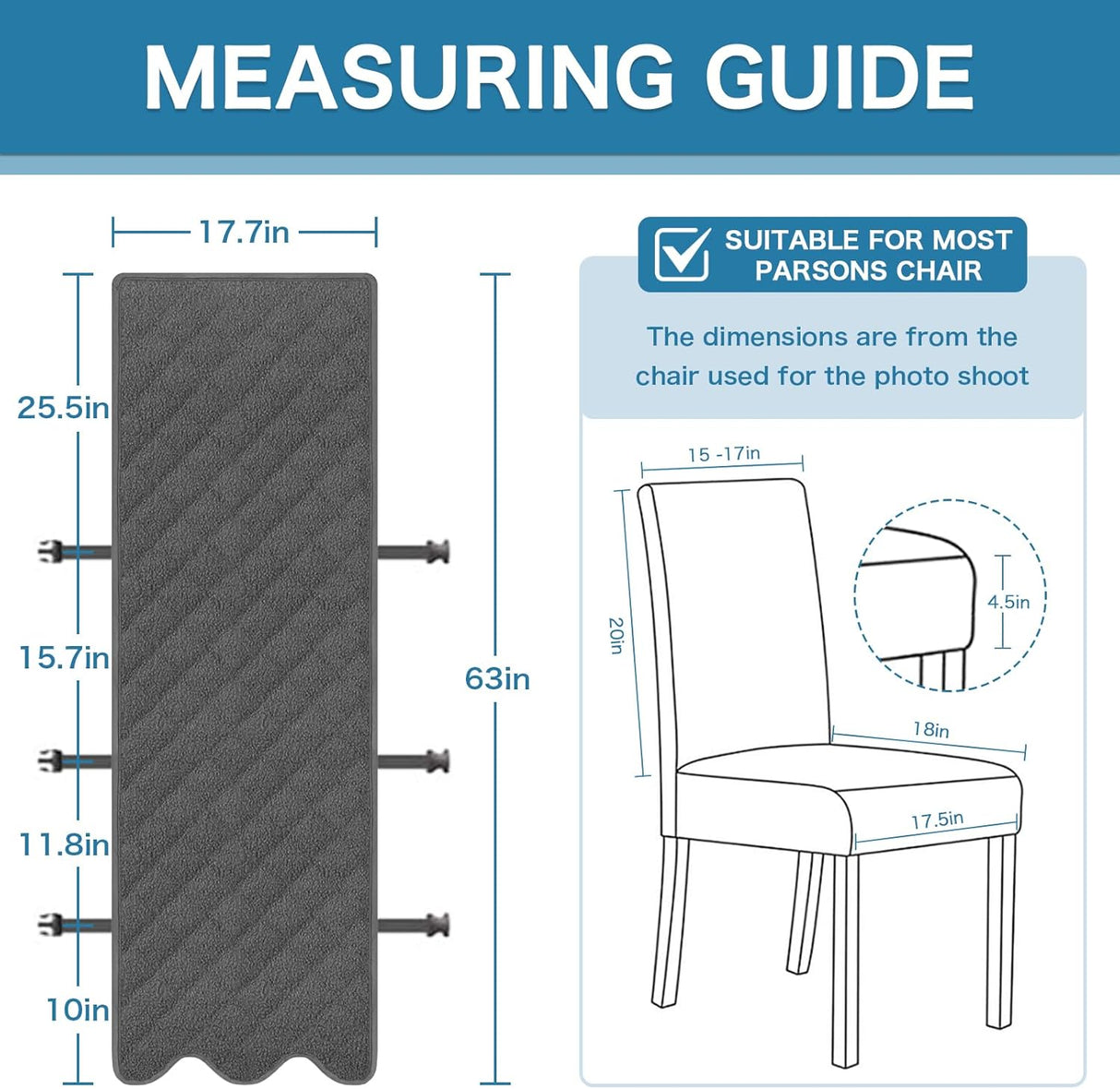 H.VERSAILTEX 100% Waterproof Dining Chair Covers Set of 6 Teddy Fleece Kitchen Chair Covers Parson Chair Slipcovers for Kitchen Dining Room, Charcoal