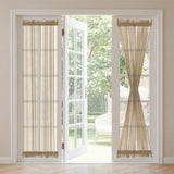 H.VERSAILTEX Linen French Door Curtains Semi Sheer Light Reducing Privacy Doors Window Cover with Tieback | Rod Pocket 1 Panel Door Shades for Glass Living Room Doorways,52" W x 72" L,Linen