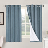 Linen Blackout Thermal Insulated  White Liner Grommet Top Curtains