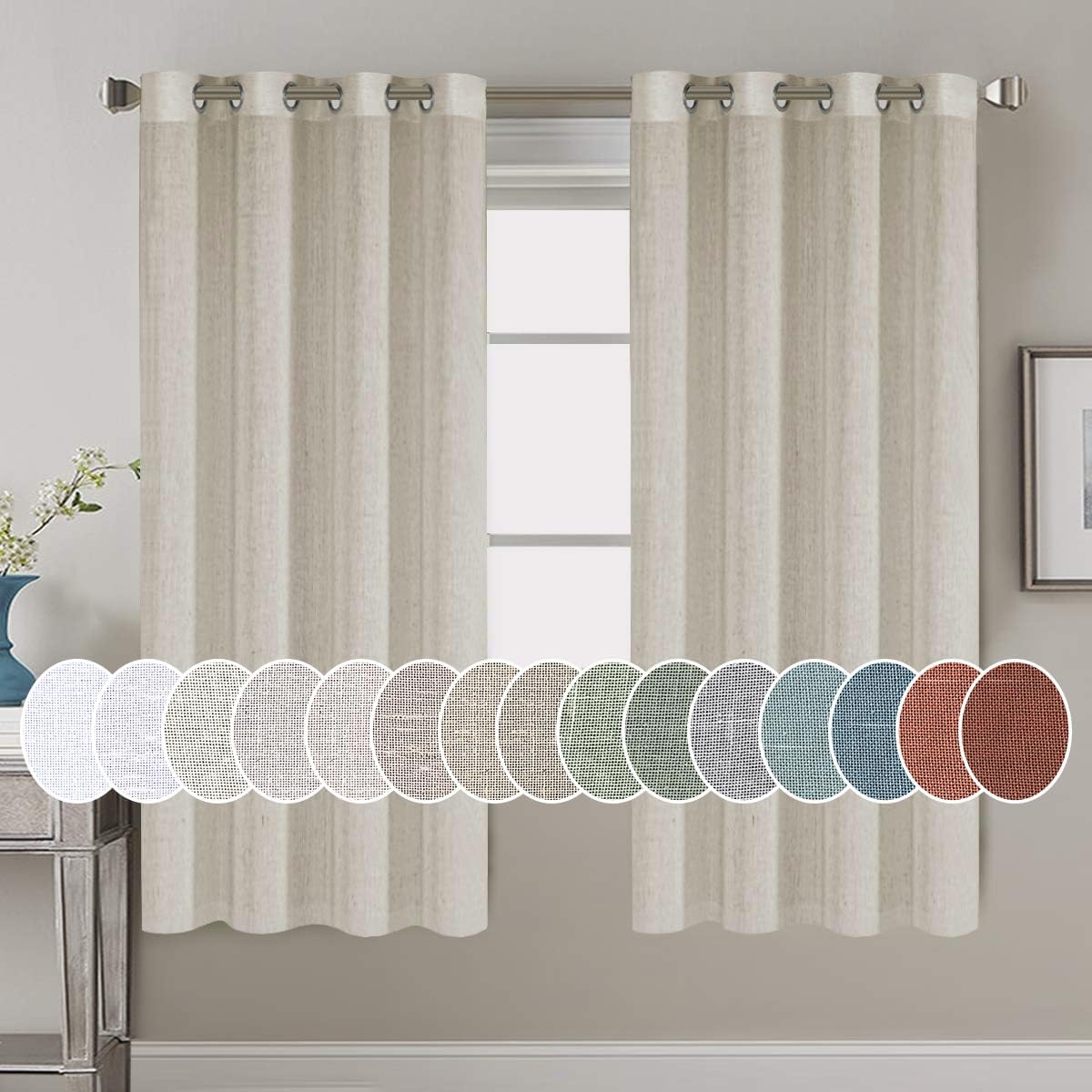 Light Filtering Linen Textured Curtains Grommet Curtains
