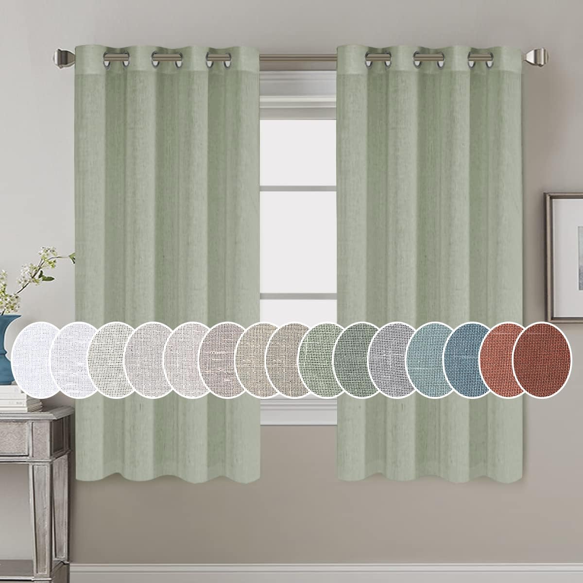 Light Filtering Linen Textured Curtains Grommet Curtains