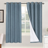 Linen Blackout Thermal Insulated  White Liner Grommet Top Curtains