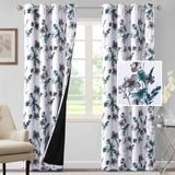 H.VERSAILTEX 100% Blackout Curtains for Living Room Camellia Floral Thermal Insulated Grommet Window Drapes 2 Panels