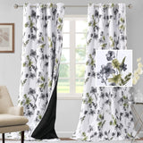 H.VERSAILTEX 100% Blackout Curtains for Living Room Camellia Floral Thermal Insulated Grommet Window Drapes 2 Panels