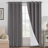 Linen Blackout Thermal Insulated  White Liner Grommet Top Curtains