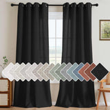 H.VERSAILTEX Natural Linen Curtains 63 inches Long for Living Room 2 Panels Back Tab Loop Pocket Textured Light Filtering Semi Sheer Curtains Rustic Farmhouse Boho Curtain for Bedroom, Sea Grass