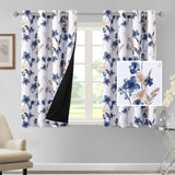H.VERSAILTEX 100% Blackout Curtains for Living Room Camellia Floral Thermal Insulated Grommet Window Drapes 2 Panels