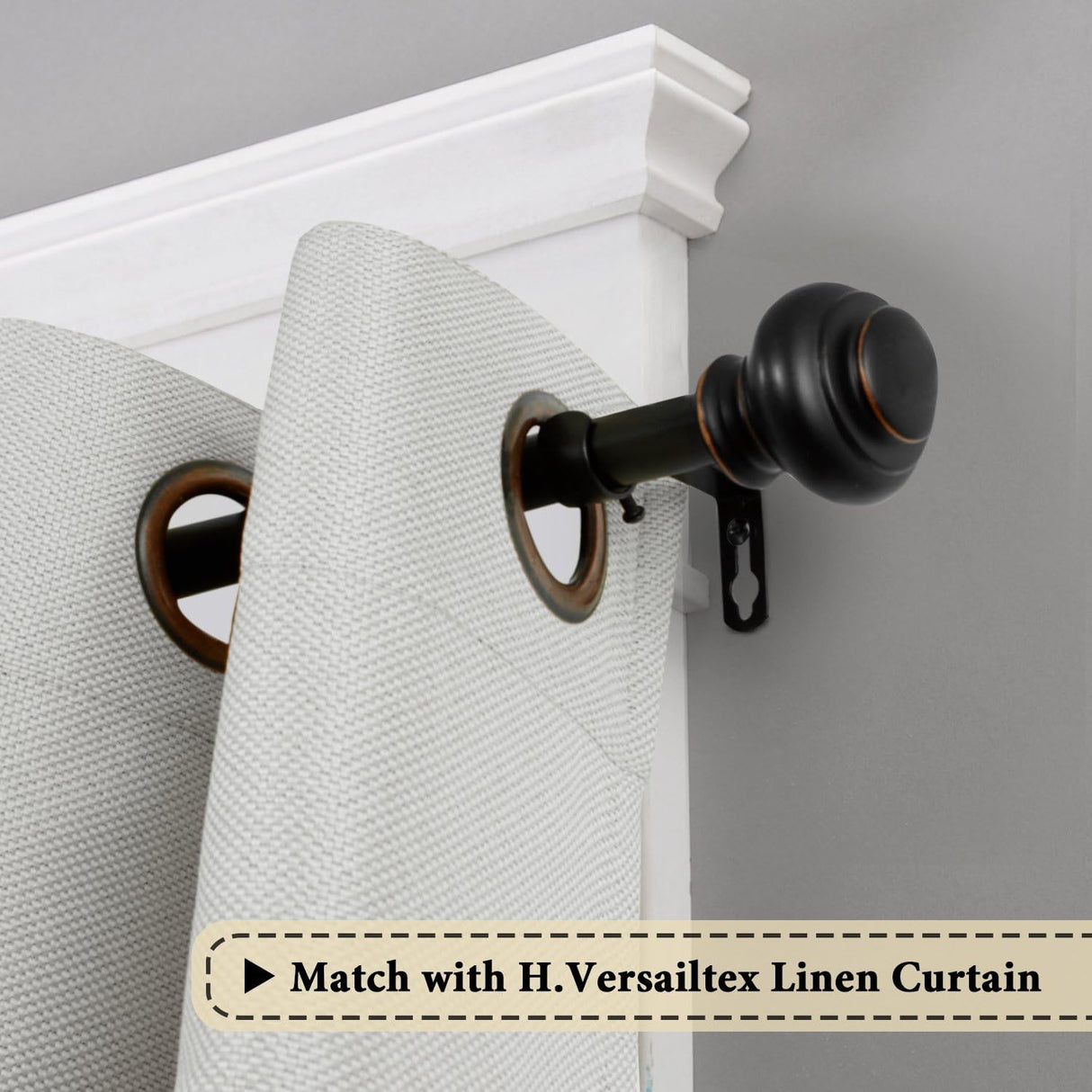 H.VERSAILTEX Fenstervorhangstangen für Fenster von 48 bis 84 Zoll, verstellbar, dekorativ, 3/4 Zoll Durchmesser, Einzelfenster-Vorhangstangen-Set mit klassischen Endstücken 