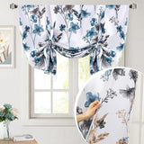 H.VERSAILTEX Tie Up Curtain Double Sided Cattleya Floral Printed Rod Pocket Balloon Roman Window Valance