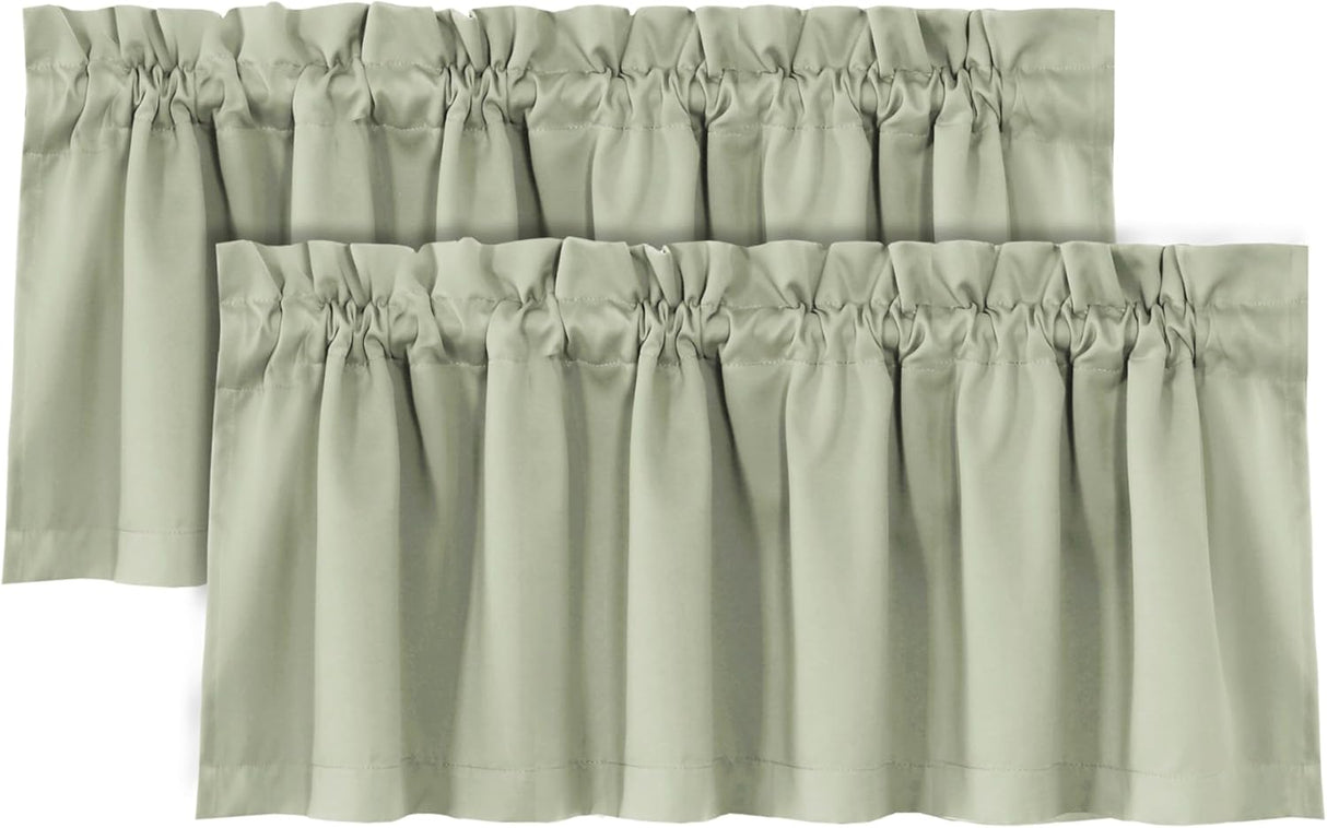 H.VERSAILTEX 100% Blackout Valances for Windows Kitchen Window Rod Pocket Privacy Decorative Curtains 2 Pack