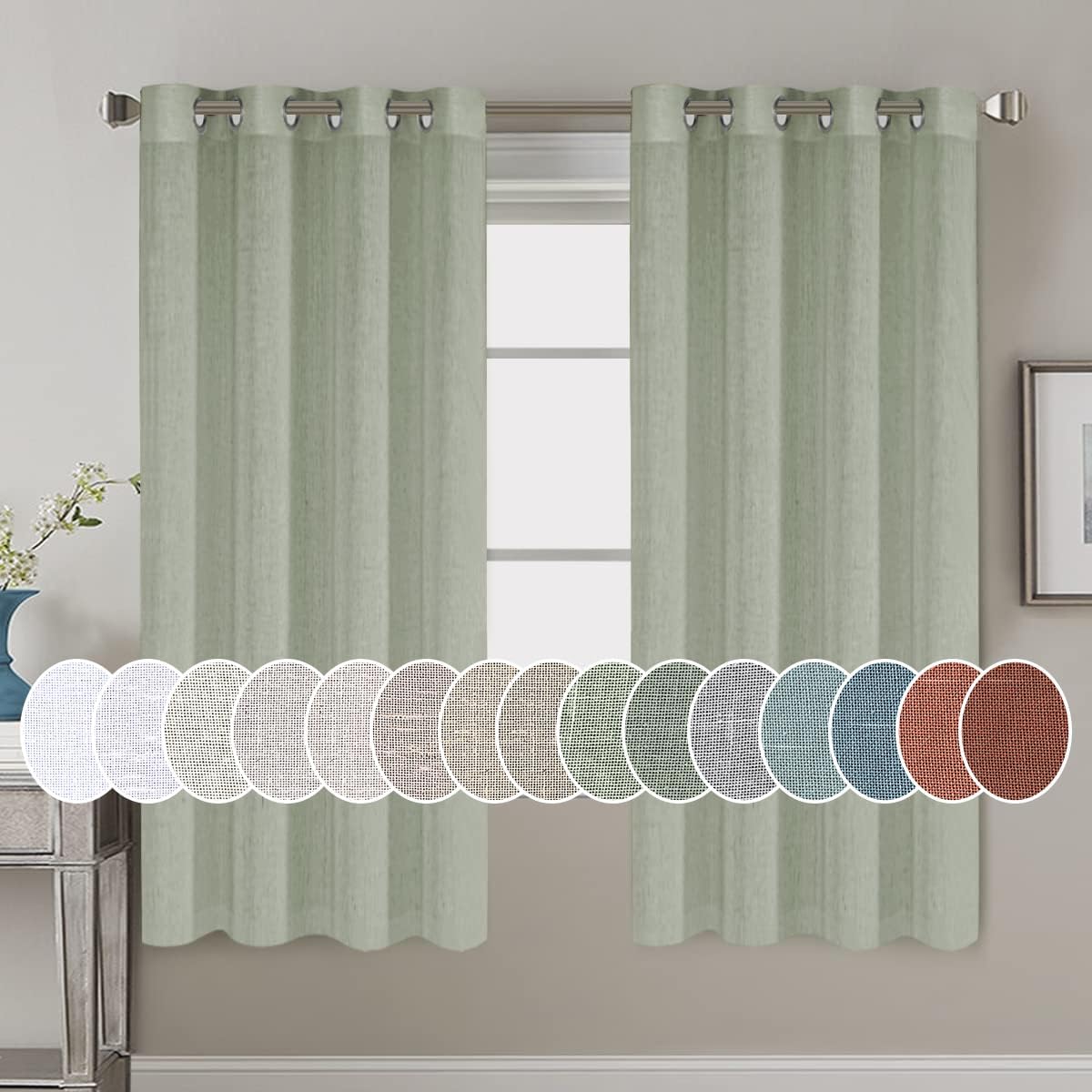 Light Filtering Linen Textured Curtains Grommet Curtains