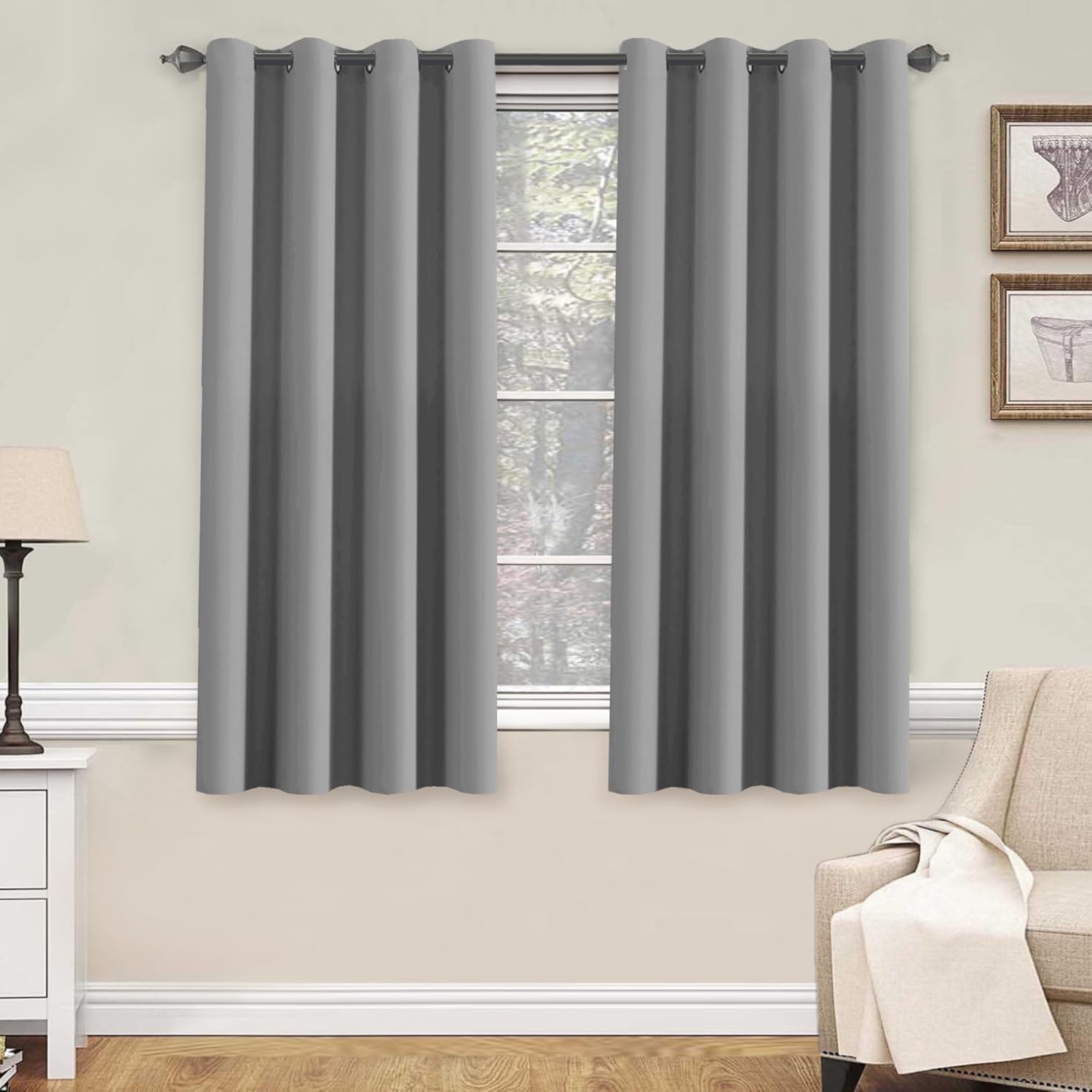 Blackout Curtains Thermal Insulated Grommet Top Solid Color Curtains
