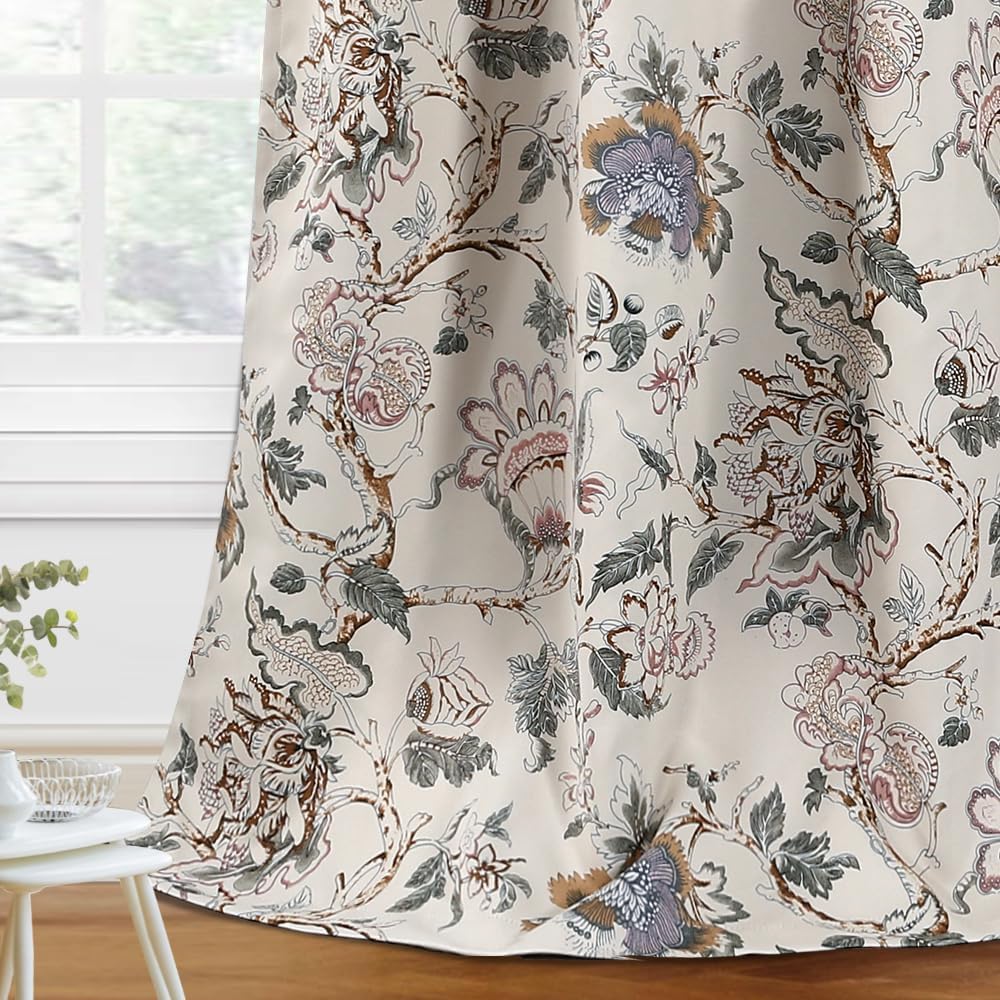 H.VERSAILTEX Floral Blackout Curtains for Living Room Thermal Insulated Grommet Drapes