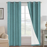 Linen Blackout Thermal Insulated  White Liner Grommet Top Curtains
